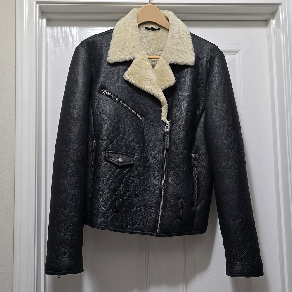 Harley-Davidson Women's Leather Moto Jacket Sherpa Lined XL 97025-08VW Black